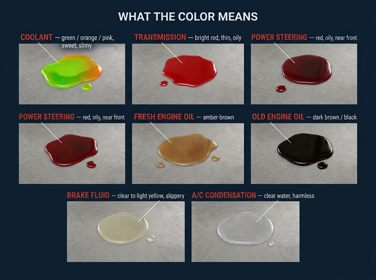 Fluid leak color chart